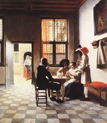 Cardplayers in a Sunlit Room, Pieter de Hooch, 1658