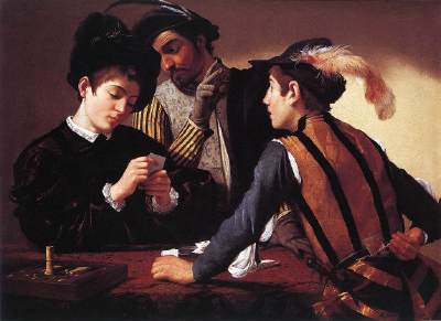 The Cardsharps, Caravaggio, c. 1596
